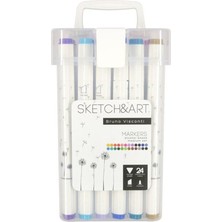 TeknoKapsül Bruno Visconti Sketch & Art Çift Taraflı 24 Renk Kutulu