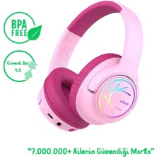 TeknoKapsül BTH18 LED Işıklı Çocuk Bluetooth Kulaklık -Pembe Bpa Free