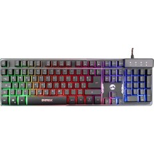 TeknoKapsül Kb-Gx9 Siyah USB Gökkuşağı Renkli Aydınlatmalı Lc Layout Standart Klavye