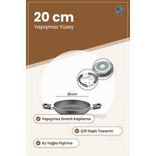 Granit Kaplı Çift Saplı Sahan Tava 20 cm Yapışmaz Az Yağlı Omlet Mutfak Pişirme Kullanımı