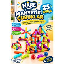 Nare 25 Parça Manyetik Çubuk ve Top Seti – Renkli Mıknatıslı Eğitici Zeka ve Yapı Oyuncağı