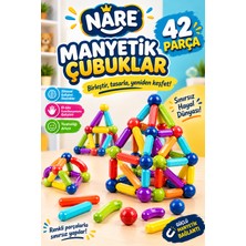 Nare 42 Parça Manyetik Çubuk ve Top Seti – Renkli Mıknatıslı Eğitici Zeka ve Yapı Oyuncağı