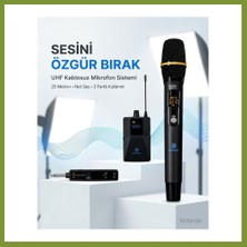 Bezos Uhf Kablosuz Mikrofon Seti El Yaka ve Boyun Mikrofonlu 6.5mm Alıcılı 3.5mm Çeviricili Profesyonel Vlr