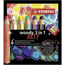 TeknoKapsül Woody 3in1 Arty 6'lı +Kalemtıraş 8806-1-20