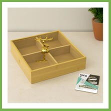 Bezos 4 Bölmeli Bambu Servis Sunumluk 22X22X5 cm Umt