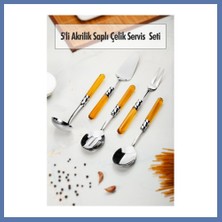 Bezos 5 Parça Platin Servis Seti & Servis Sunum Seti Amber ( Kepçe / Kevgir / Sıpatula / Çatal / Kaşık ) Aanova