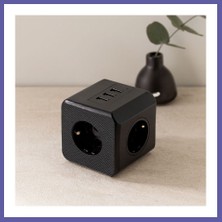 Nida Termal Akım Korumalı Duvar Priz - 3 USB Çıkışlı Siyah Nıda