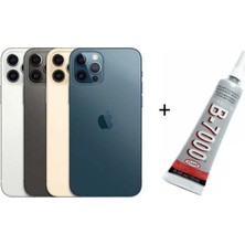 Kpln Store iPhone 12 Pro Max Uyumlu Arka Batarya Pil Kapağı Pasifik Mavisi (B7000 15 ml Yapıştırıcı)