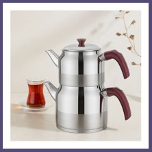 Teknokapsül Çelik Çaydanlık Seti Aile Boy 1.5l + 3l Kendinden Süzgeçli Bzsth