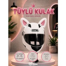 3dpazarıcom Motor & Motosiklet Kask Dış Aksesuar Beyaz Tüylü Kedi Kulağı