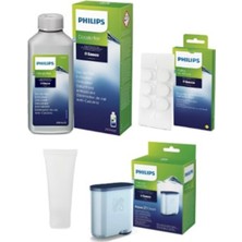 Die Grup Philips CA6700/10 Espresso Makinesi ile Uyumlu Kireç Çözücü, Yağ Çözücü Tablet, Gres Yağ, Aquaclean 4'lü Set