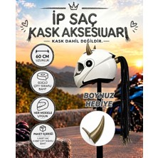 3dpazarıcom 3D Pazari Com Motor & Motosiklet 3D Baskı Gold Şeytan Boynuzlu Saç Örgülü Kask Dış Aksesuar