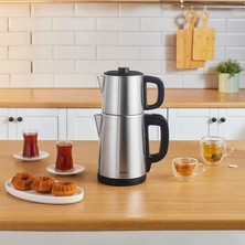 Esplendor Karaca Teabig Xl 35 Çay Bardağı Kapasiteli 2 In 1 Çelik Çay Makinesi ve Su Isıtıcı Inox