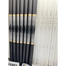Str Store Amasra FT614164 V-902 Siyah 1/3 Sık Pileli Fon Perde 100 x 270