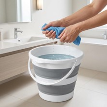 Str Store Katlanabilir Temizlik Kovası 13 Litre, 30 cm Çap, Açık 28 cm Kapalı 6 Cm, Yer Kaplamayan Akordiyon Kova, Banyo Mutfak Kamp ve Karavan Için, Gri