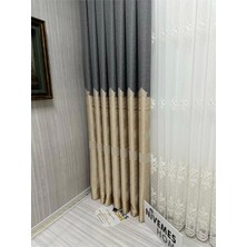 Str Store Gönen Koyu Gri-Krem 671539 1/3 Sık Pileli Fon Perde Apm
