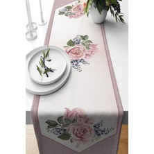 Str Store Pelangi Vintage Çiçek Desenli Leke Tutmaz Kumaş Salon Mutfak Masa Değişik Ranır Modelleri Runner, Beyaz-Pembe 40 x 140