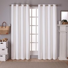 Str Store Özel Ev Saten Fitilli Dokuma Oda Karartma Gromet Üst Perde Paneli Çifti, 132 cm x 213 Cm, Vanilya