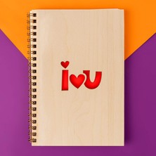 Str Store I Love You Minimal Tasarımlı Ahşap Kapaklı Defter 12X18 cm