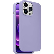 Str Store iPhone 13 Pro Ile Uyumlu Içi Yumuşak Kadife Dokulu Şok Emici Tam Koruma Sağlayan Lansman Liquid Silikon Kılıf (Açık Mor)