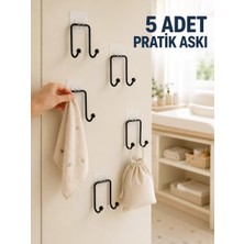 Drop 5'li Duvar Tipi Yapışkanlı Askı Pratik Ev ve Yaşam Alanı Askılık Seti Najmaddin