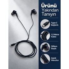 Mabelme Store Dahili Mikrofonlu Type C Kablolu Kulaklık Siyah Gövde