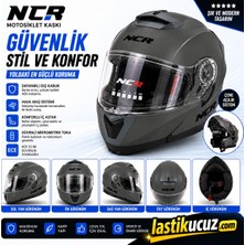 NCR-160E Çene Açılır Gözlüklü E-Ce Belgeli Kask Nardo Gri
