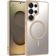 HTstore Galaxy Uyumlu S24 Ultra Kılıf M-Safe Şarj Özellikli Zore Babet Kapak-Kahverengi
