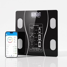 Arvale Akıllı Bluetooth Tartı Vücut Analizli Dijital Baskül – 180 Kg, LCD Ekran, Mobil Uyumlu