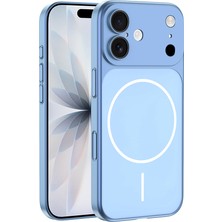 HTstore iPhone Uyumlu 14 Pro Max Kılıf Zore M-Safe Şarj Özellikli Kamera Korumalı Spark Kapak-Açık Mavi
