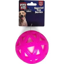 Colezium Işıklı Üçgen Desenli Plastik Top Köpek Oyuncağı 7,5 cm Pembe