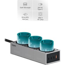 Smart Masaüstü Priz Hızlı Şarj Istasyonu 7 In 1 | 4000W Ac 140W 3xusb-C 1 Usb-A 100W Type-C Kablo X6424