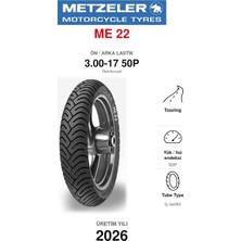 Metzeler Me 22 3.00-17 50P Reinforced Ön/arka Motosiklet Lastiği (2026)