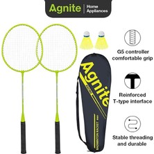 Agnite ER301 Demir Bölünmüş Badminton Raketi 26" - 27", Yeşil, 2'li Set