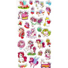 Kabartmalı Stiker Çıkartma Etiket (XHC190)-18X9 Cm- Unicorn