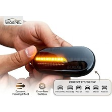 Golf 4, Passat B5, Polo 9n, Bora, Transporter ile Uyumlu Dinamik LED Yan Çamurluk Sinyal Lambası - Füme/siyah Led, Arıza Lambası Yakmaz 1x Takım