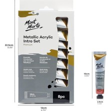 Marte Metalik Akrilik Boya Seti, 8 Adet x 18 ml Tüp, Işığa Dayanıklı Renkler, Pürüzsüz Tutarlılık ve Opak Metalik Kaplama.