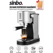 Sinbo 20 Bar 1 L Su Hazneli Buhar Çubuklu Espresso Kahve Makinesi Kesme Tahtası Hediyeli