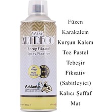 400 ml Sprey Artdeco 1 Adet Füzen Karakalem Toz Pastel Tebeşir Sabitleyici Kalıcı Şeffaf Mat