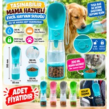 SBN - Store Taşınabilir Mama Hazneli Evcil Hayvan Suluğu Seyahat Kabı Kilitlenebilen Su Sızdırmaz 380 ml (Adet Fiyatıdır)
