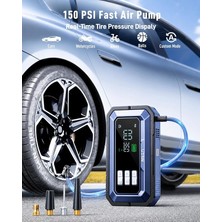 JS30 16000MAH 7000A Bitik Akü Çalıştıran Jump Starter Akü Takviye Cihazı+Lastik Şişirme+ Obd2 Araç TEŞHIS(18W TYPE-C+160W Dc+Çanta)