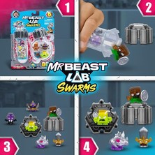 Lab Swarms Battle Fusion Serisi, 80'den Fazla Eşsiz, 2,5 cm Büyüklüğünde Swarms Koleksiyon Için, 6 Mini Canavar Içeren Laboratuvar Paketi, 6 Koleksiyon Çıkartması ve 2 Fusion Kapsülü Mrbeast