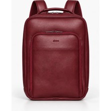 Alone 1025 Suni Deri Laptop Sırt Çantası 17 Inç Su Itici Valiz Askılı Bordo