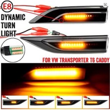 Transporter T7 ve Caddy ile Uyumlu Dinamik LED Yan Çamurluk Sinyal Lambası - 2K5949101 - Siyah Lens, Arıza Lambası Yakmaz (Canbus), 1 Çift