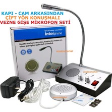 Ucuzcu Market Gişe - Vezne Mikrofon Seti (Cam - Kapı Arkasından Çift Yön Konuşmalı)