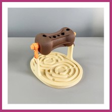 Bezos 3D Baskı Labirentli Köpek ve Kedi Zeka Oyuncağı Dönen Ödül Silindirli Yavaş Yeme Aktivite - Kahverengi Krem B25