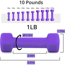 Ağırlıklar Dambıl 10 Renk Seçeneği 2'li Neopren Dambıl Seti ile Uyumlu, 1-15 Lb, Kaymaz, Yuvarlanmaz, Altıgen Şekilli