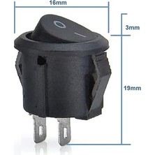 Yuvarlak 2 Pin Anahtar Rocker Switch Mini Buton Kcd1 Siyah 16MM Açma Kapama