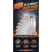 ABS Alçı 10'lu Maket Bıçağı Yedeği 18 mm Geniş Segmanlı Falçata Ucu Yedek Bıçak Seti (1 Kutu)