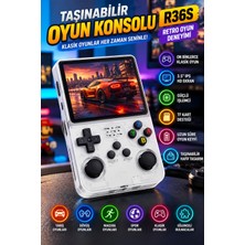 Blackbird Game Center R36S Beyaz Retro El Oyun Konsolu 3.5 Inç IPS Ekran 64GB Retro Oyun Konsolu